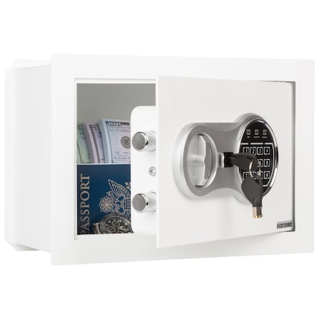 Stalwart Wall Safe - Digital Safety Box with Passcode & Backup Key for Quick Access by Paragon White 83-DT5915-SM